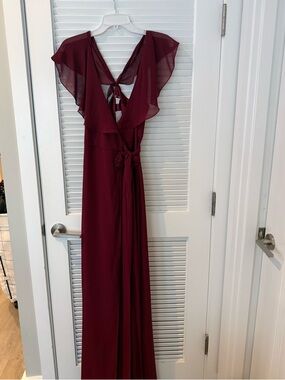 Joanna August Burgundy Backless Wrap Maxi Dress